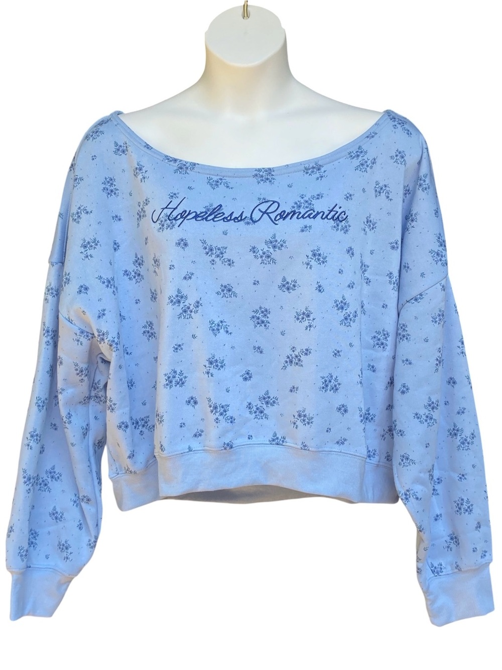 Mighty Fine NWT Hopeless Romantic Blue Floral Sweatshirt Womens Plus Size 2X